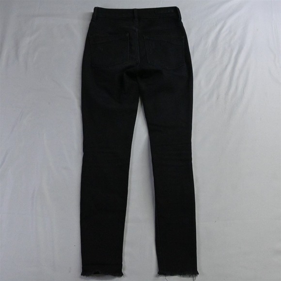 Express 00 Ankle Legging Raw Hem Black Destroyed Stretch Denim Womens‎ Jeans - Picture 7 of 7